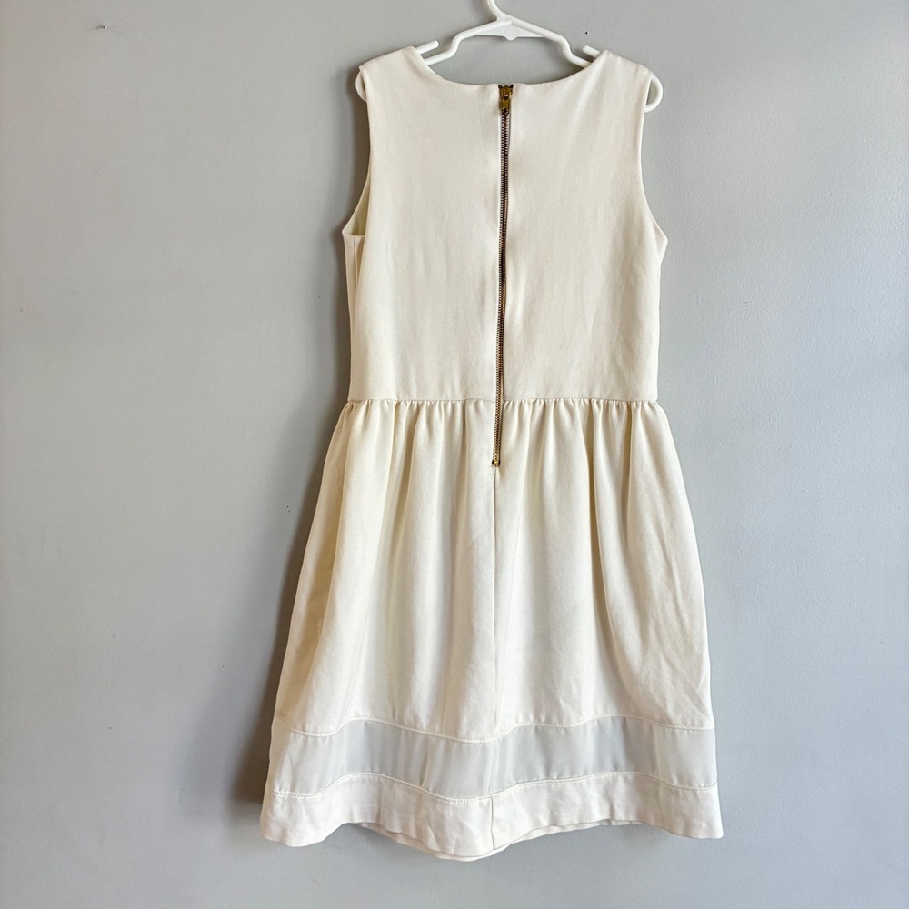 AQUA Sleeveless Fit Flare Dress Girls Large Cream Mesh Hem Party Zipper - Picture 5 of 8